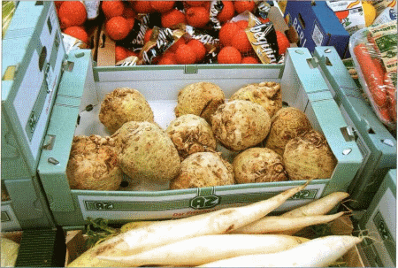 • U Evropskoj uniji povrće i voće se pakuje u ambalažu od prirodnog materijala, ovog puta u kartonske kutije.
Snimljeno u Nemačkoj, u Manhajmu, 2007; foto: V. Lazić